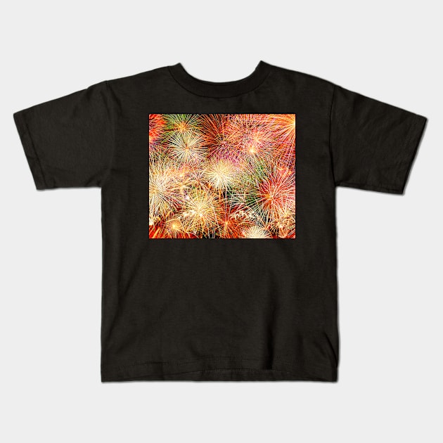 Fireworks light celebration pattern background Kids T-Shirt by DangDumrong